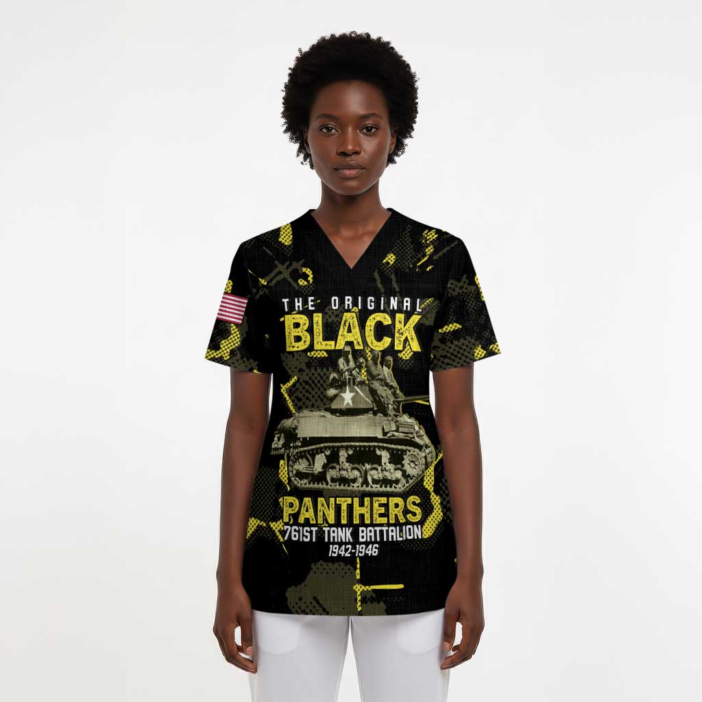The Original Black Panthers 761st Tank Battalion Scrub Top African American Heroes - African Pride