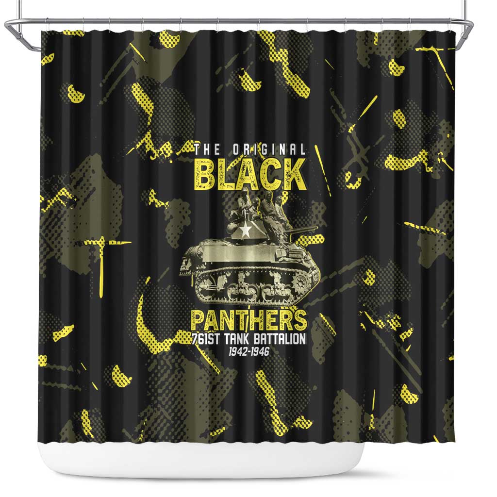 The Original Black Panthers 761st Tank Battalion Shower Curtain African American Heroes - African Pride
