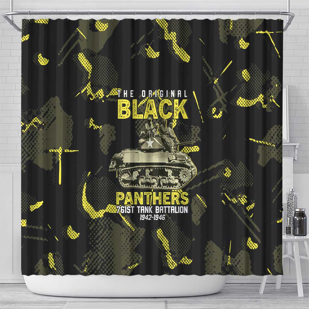 The Original Black Panthers 761st Tank Battalion Shower Curtain African American Heroes - African Pride
