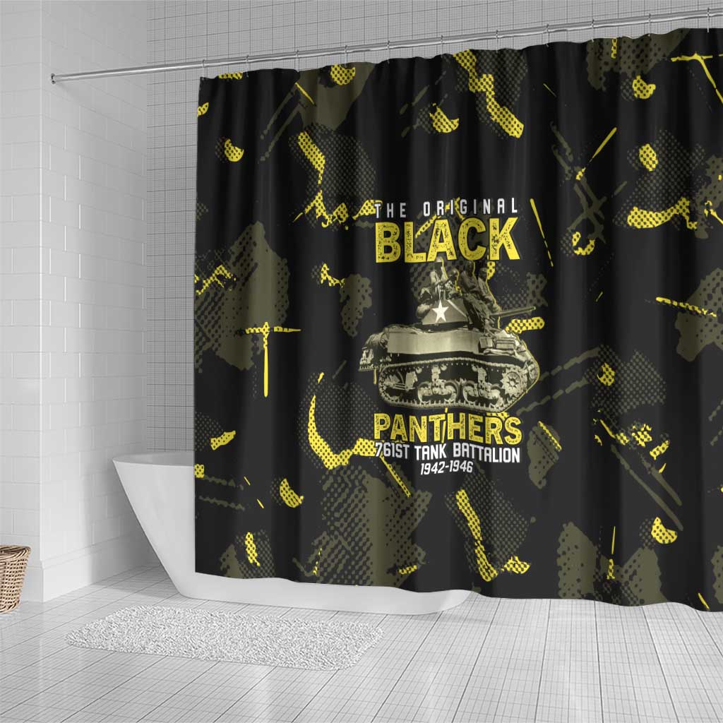 The Original Black Panthers 761st Tank Battalion Shower Curtain African American Heroes - African Pride