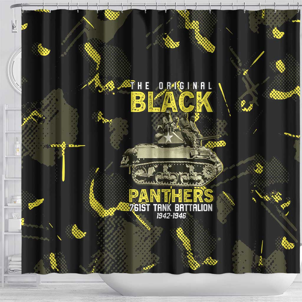 The Original Black Panthers 761st Tank Battalion Shower Curtain African American Heroes - African Pride
