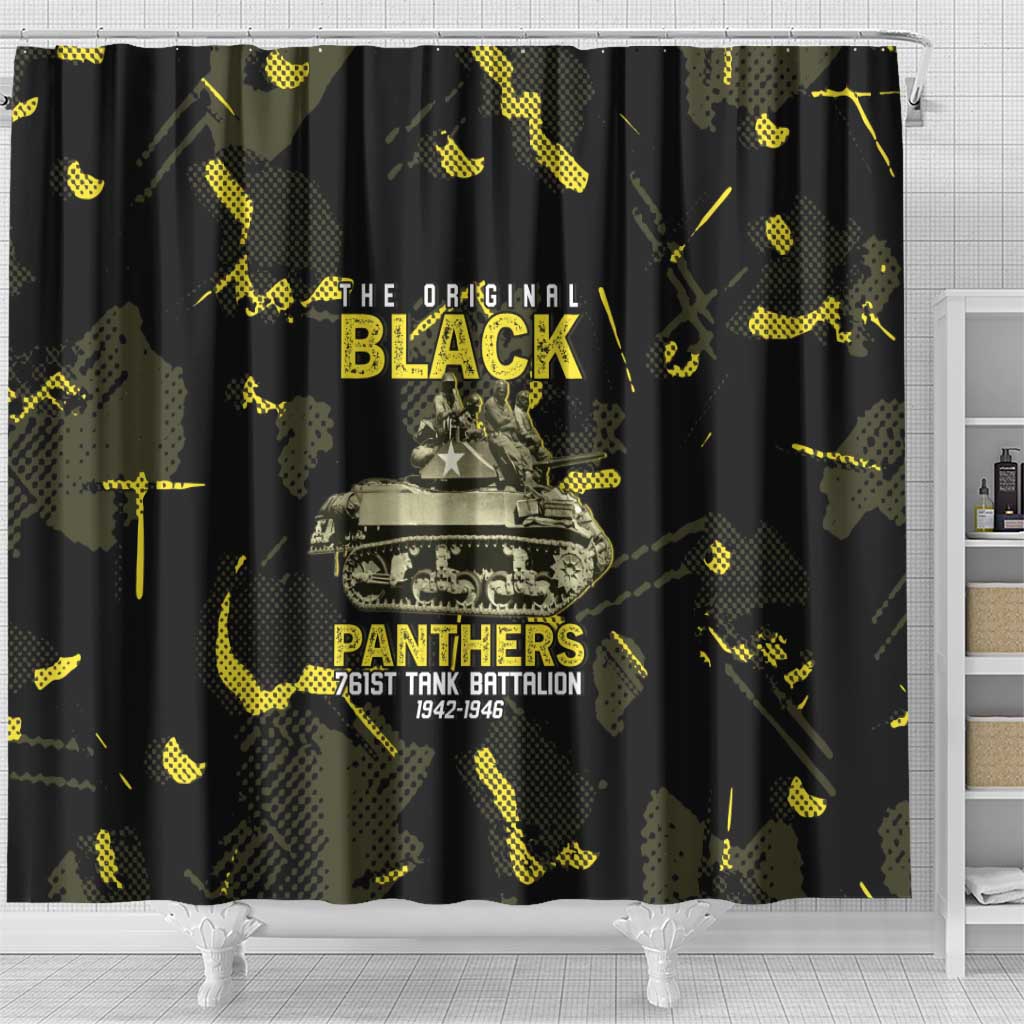 The Original Black Panthers 761st Tank Battalion Shower Curtain African American Heroes - African Pride