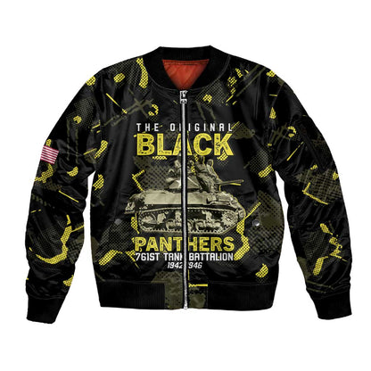 The Original Black Panthers 761st Tank Battalion Sleeve Zip Bomber Jacket African American Heroes - African Pride