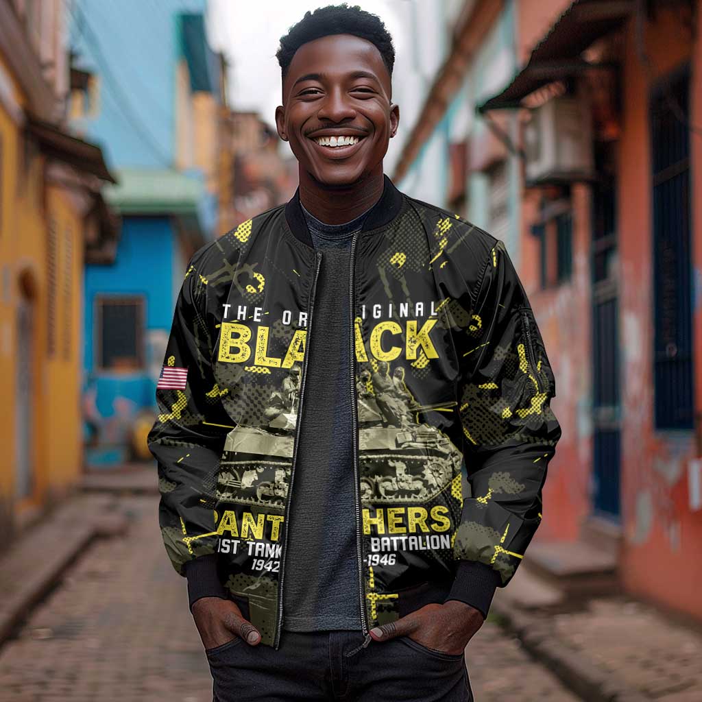 The Original Black Panthers 761st Tank Battalion Sleeve Zip Bomber Jacket African American Heroes - African Pride