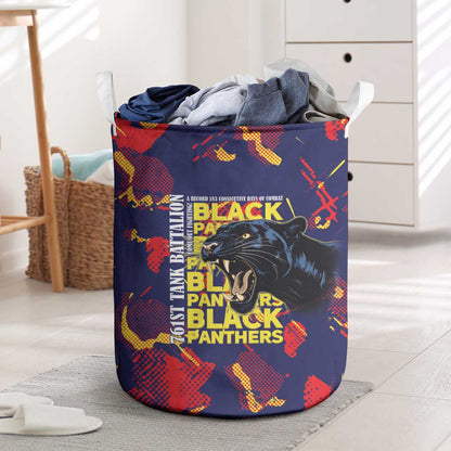 761st Tank Battalion Black Panthers Laundry Basket Legendary African American WWII - African Pride