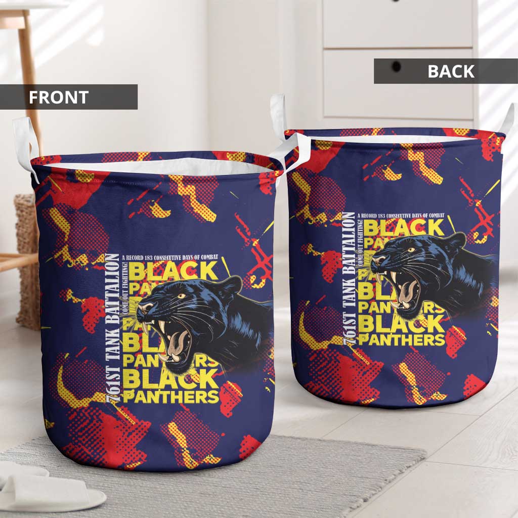 761st Tank Battalion Black Panthers Laundry Basket Legendary African American WWII - African Pride