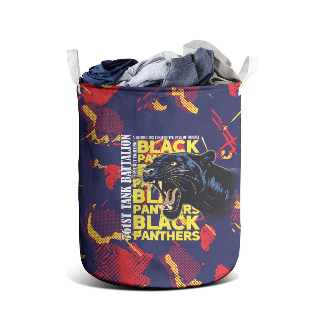 761st Tank Battalion Black Panthers Laundry Basket Legendary African American WWII - African Pride
