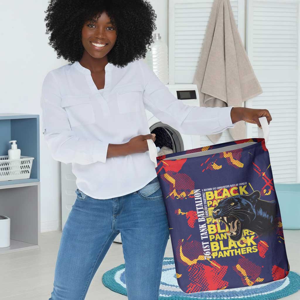 761st Tank Battalion Black Panthers Laundry Basket Legendary African American WWII - African Pride
