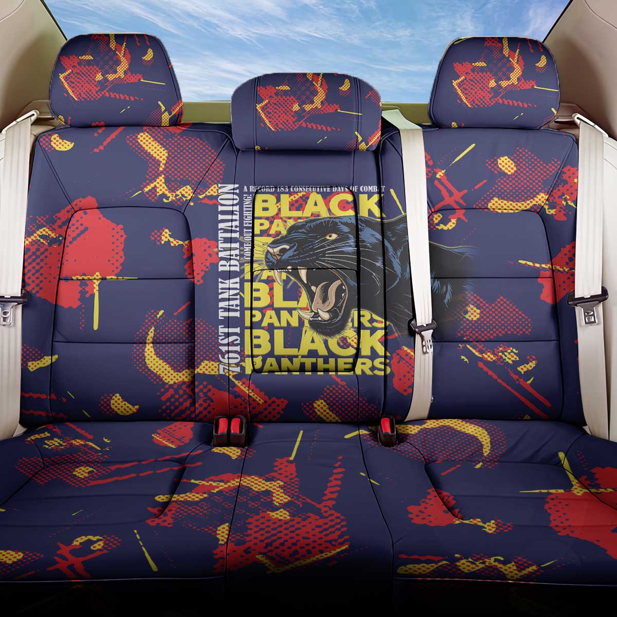 761st Tank Battalion Black Panthers Back Car Seat Cover Legendary African American WWII - African Pride