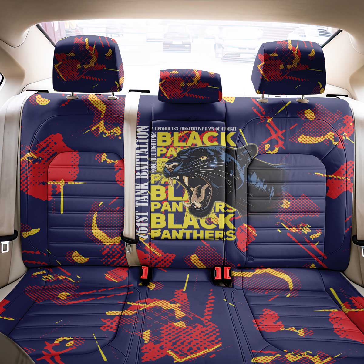 761st Tank Battalion Black Panthers Back Car Seat Cover Legendary African American WWII - African Pride