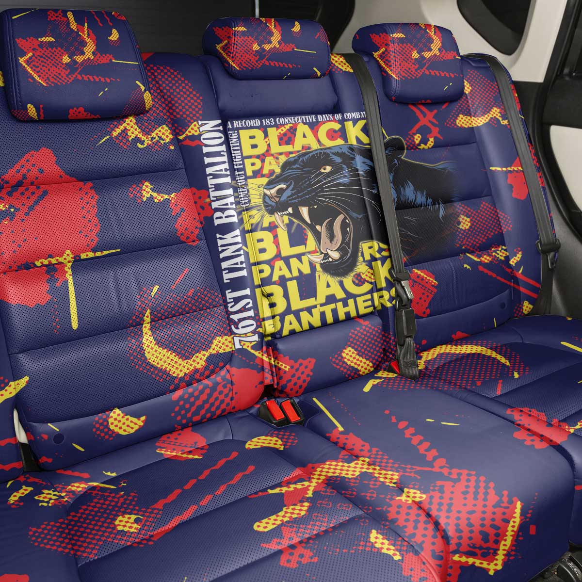 761st Tank Battalion Black Panthers Back Car Seat Cover Legendary African American WWII - African Pride