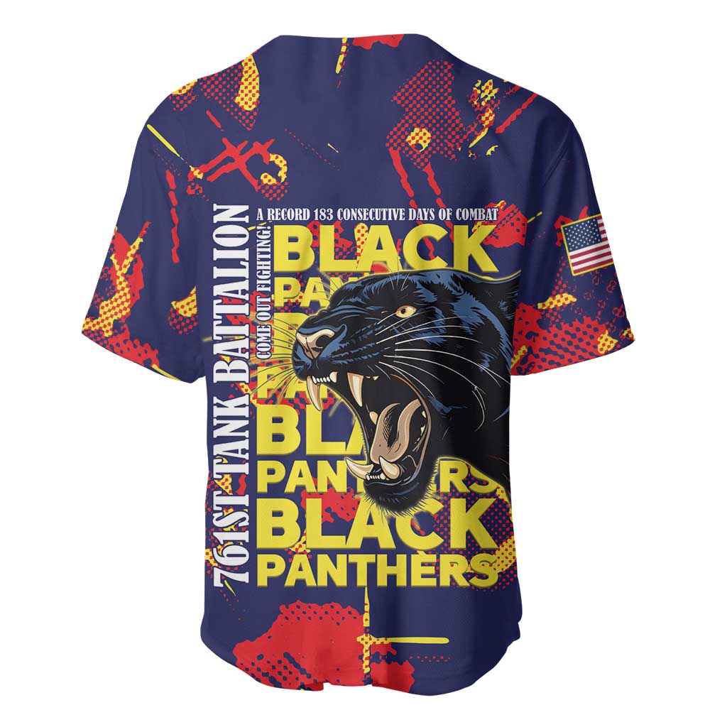 761st Tank Battalion Black Panthers Baseball Jersey Legendary African American WWII - African Pride