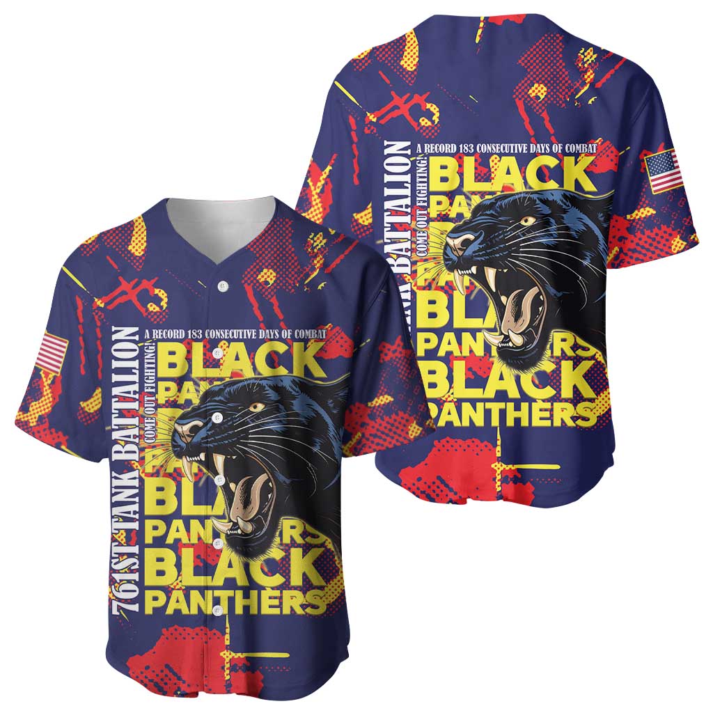 761st Tank Battalion Black Panthers Baseball Jersey Legendary African American WWII - African Pride
