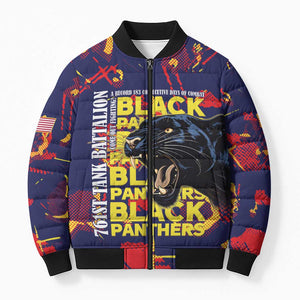 761st Tank Battalion Black Panthers Bomber Puffer Jacket Legendary African American WWII - African Pride