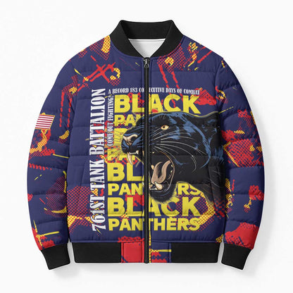 761st Tank Battalion Black Panthers Bomber Puffer Jacket Legendary African American WWII - African Pride