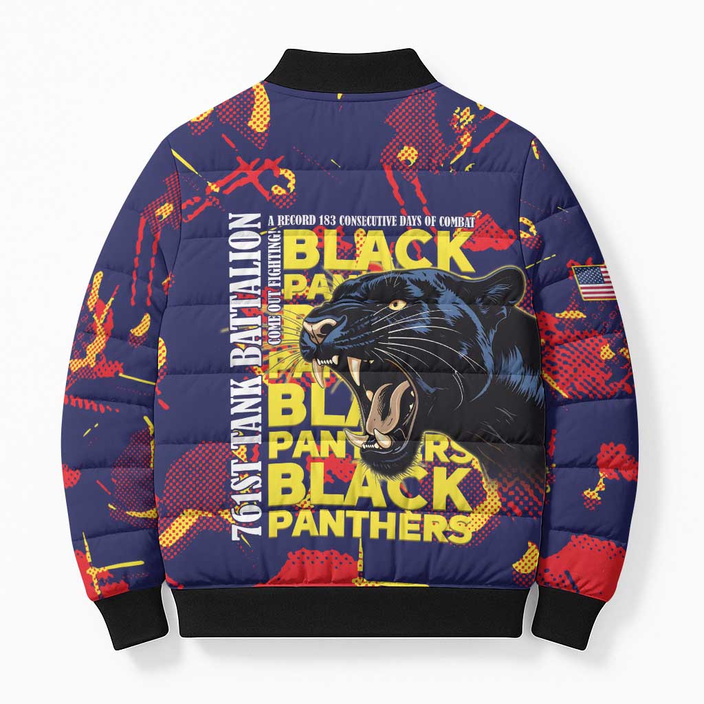 761st Tank Battalion Black Panthers Bomber Puffer Jacket Legendary African American WWII - African Pride
