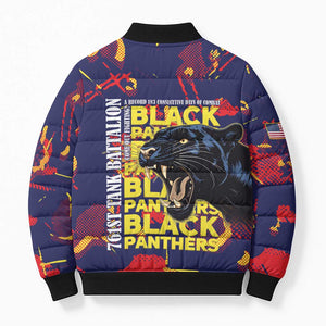 761st Tank Battalion Black Panthers Bomber Puffer Jacket Legendary African American WWII - African Pride