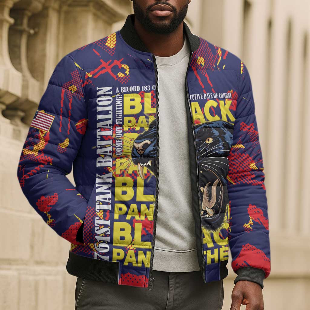761st Tank Battalion Black Panthers Bomber Puffer Jacket Legendary African American WWII - African Pride
