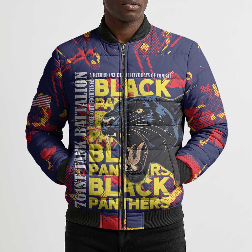 761st Tank Battalion Black Panthers Bomber Puffer Jacket Legendary African American WWII - African Pride