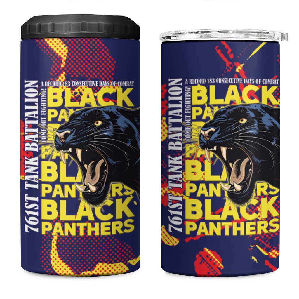 761st Tank Battalion Black Panthers 4 in 1 Can Cooler Tumbler Legendary African American WWII - African Pride