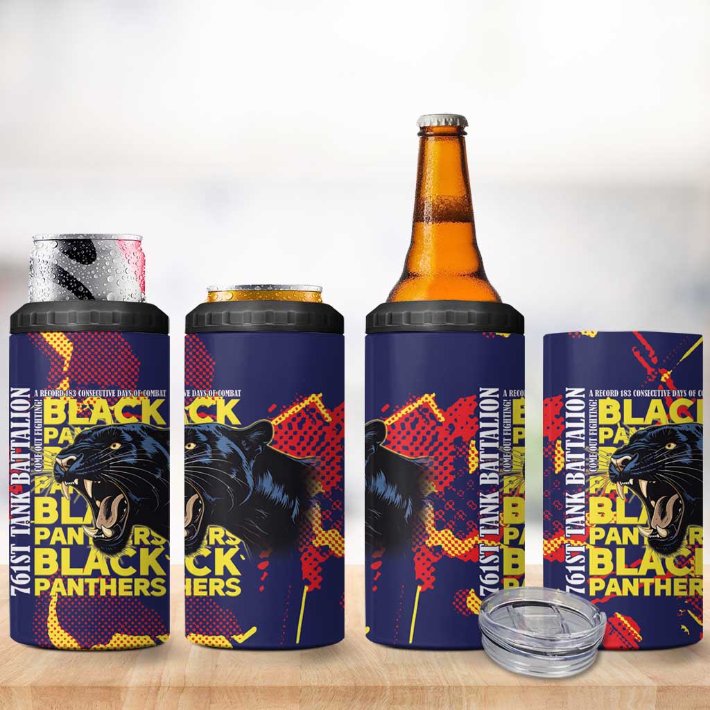 761st Tank Battalion Black Panthers 4 in 1 Can Cooler Tumbler Legendary African American WWII - African Pride