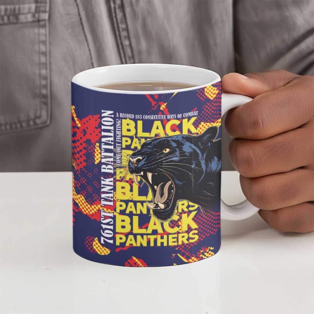 761st Tank Battalion Black Panthers Ceramic Mug Legendary African American WWII - African Pride