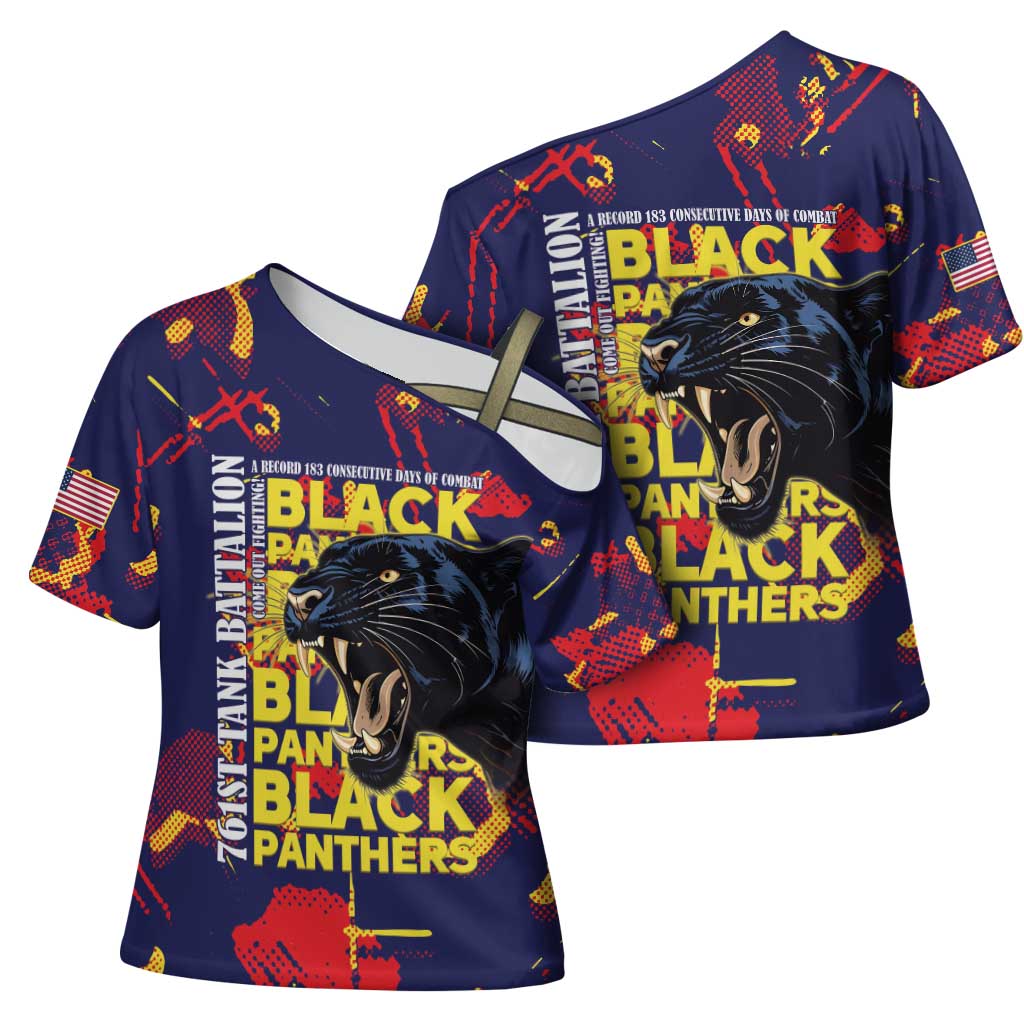 761st Tank Battalion Black Panthers Cross Shoulder Shirt Legendary African American WWII - African Pride