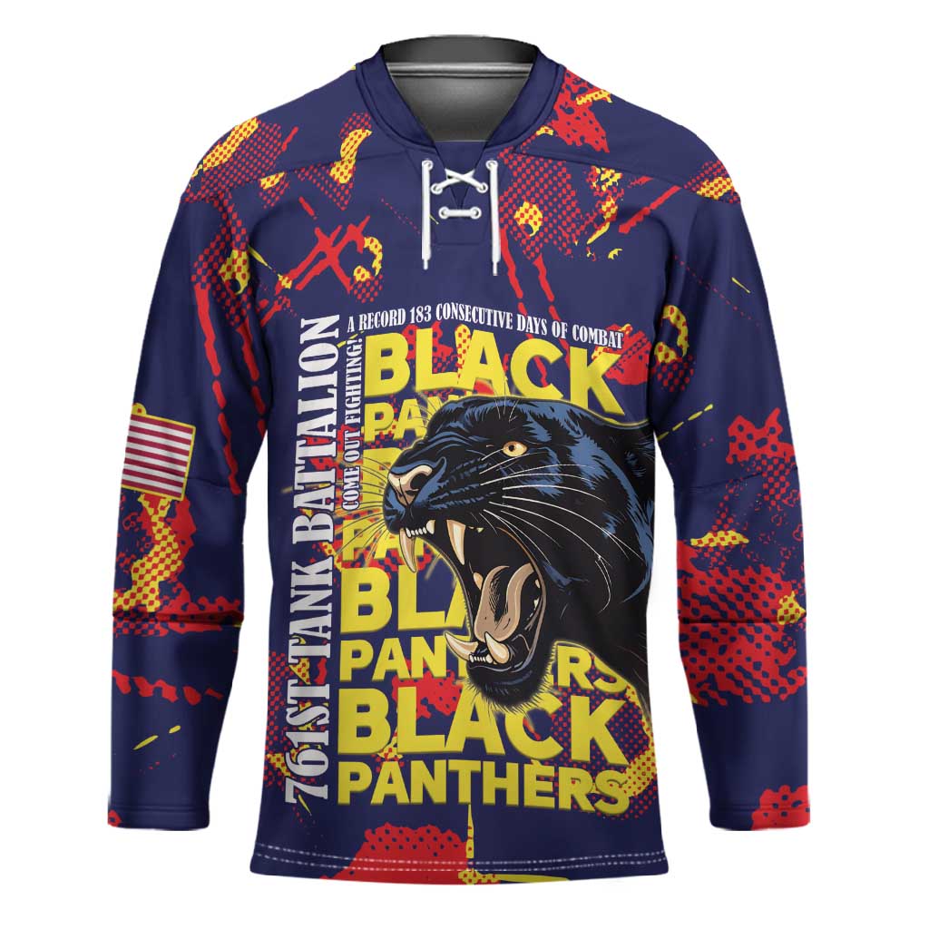 761st Tank Battalion Black Panthers Hockey Jersey Legendary African American WWII - African Pride