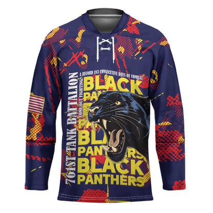 761st Tank Battalion Black Panthers Hockey Jersey Legendary African American WWII - African Pride