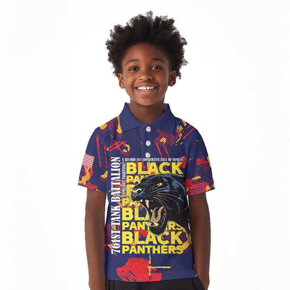 761st Tank Battalion Black Panthers Kid Polo Shirt Legendary African American WWII - African Pride