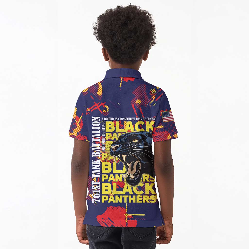 761st Tank Battalion Black Panthers Kid Polo Shirt Legendary African American WWII - African Pride