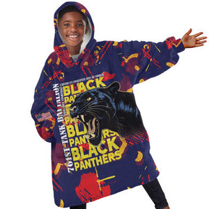 761st Tank Battalion Black Panthers Kid Wearable Blanket Hoodie Legendary African American WWII - African Pride