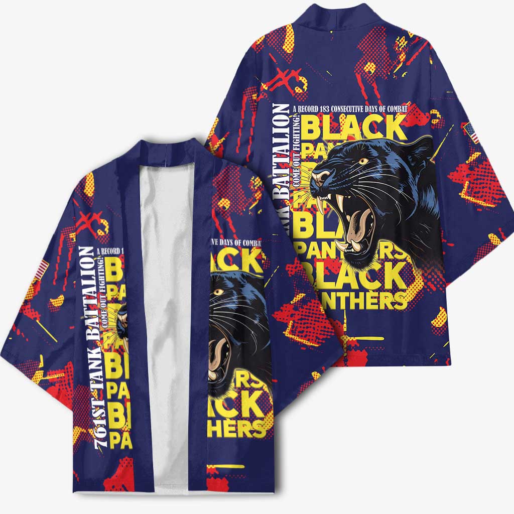 761st Tank Battalion Black Panthers Kimono Legendary African American WWII - African Pride