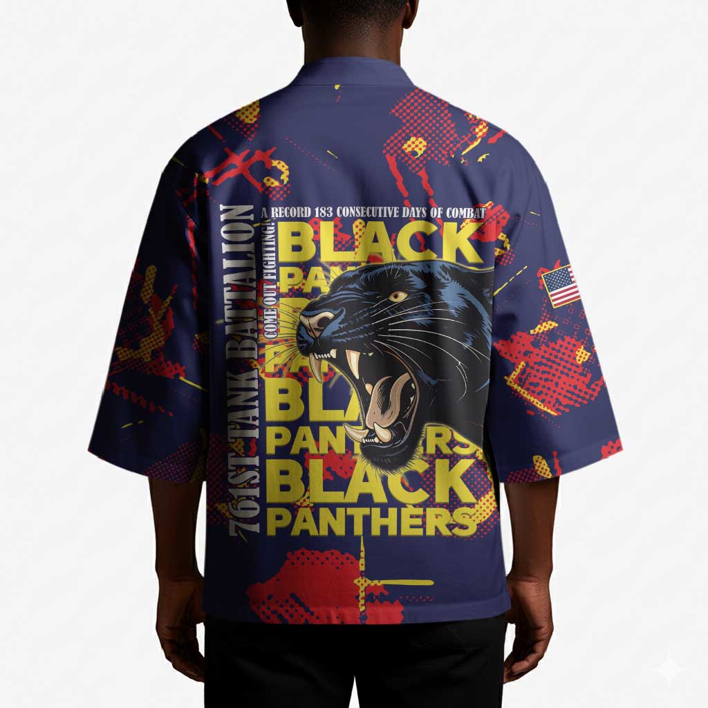 761st Tank Battalion Black Panthers Kimono Legendary African American WWII - African Pride