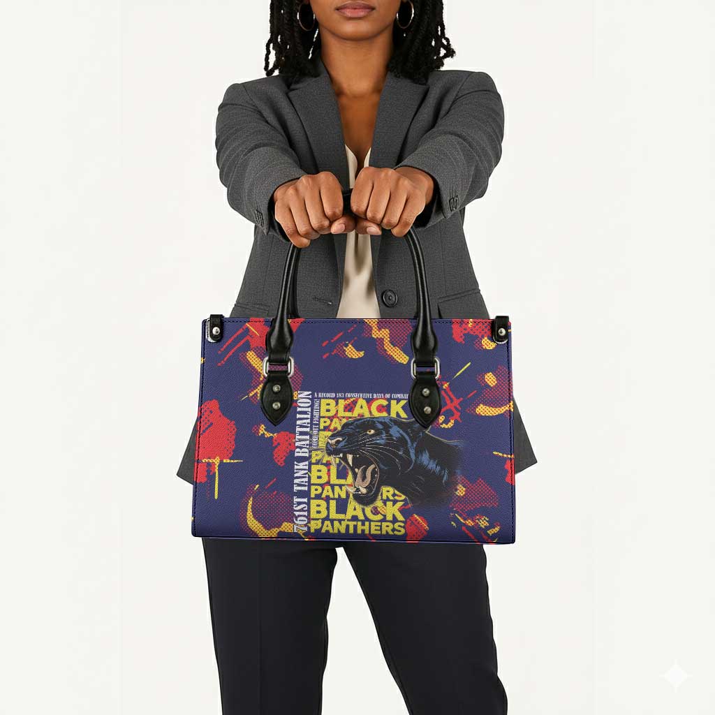 761st Tank Battalion Black Panthers Leather Bag Legendary African American WWII - African Pride