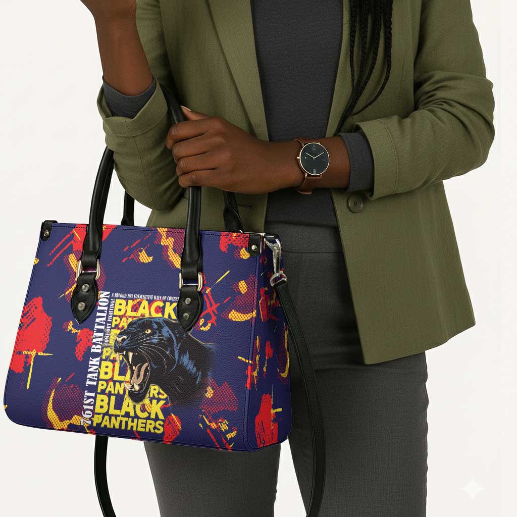 761st Tank Battalion Black Panthers Leather Bag Legendary African American WWII - African Pride
