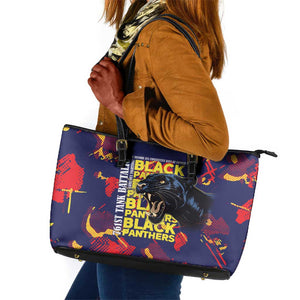 761st Tank Battalion Black Panthers Leather Tote Bag Legendary African American WWII - African Pride