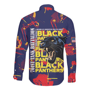 761st Tank Battalion Black Panthers Long Sleeve Button Shirt Legendary African American WWII - African Pride