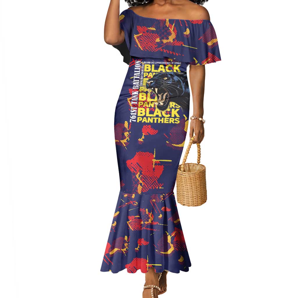761st Tank Battalion Black Panthers Mermaid Dress Legendary African American WWII - African Pride