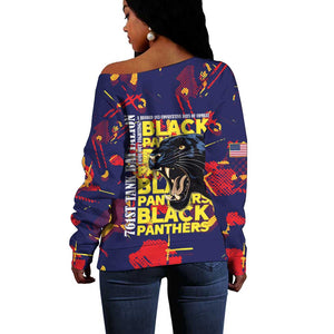 761st Tank Battalion Black Panthers Off Shoulder Sweater Legendary African American WWII - African Pride