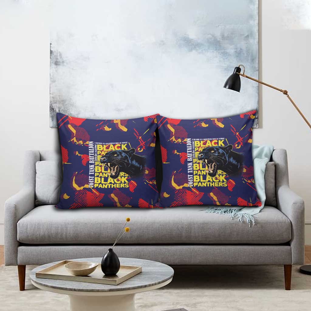 761st Tank Battalion Black Panthers Pillow Cover Legendary African American WWII - African Pride