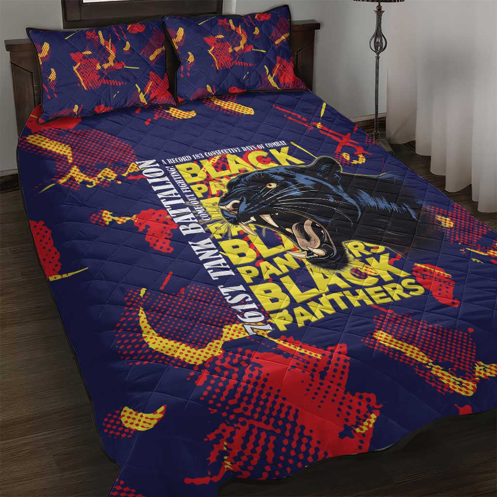 761st Tank Battalion Black Panthers Quilt Bed Set Legendary African American WWII - African Pride