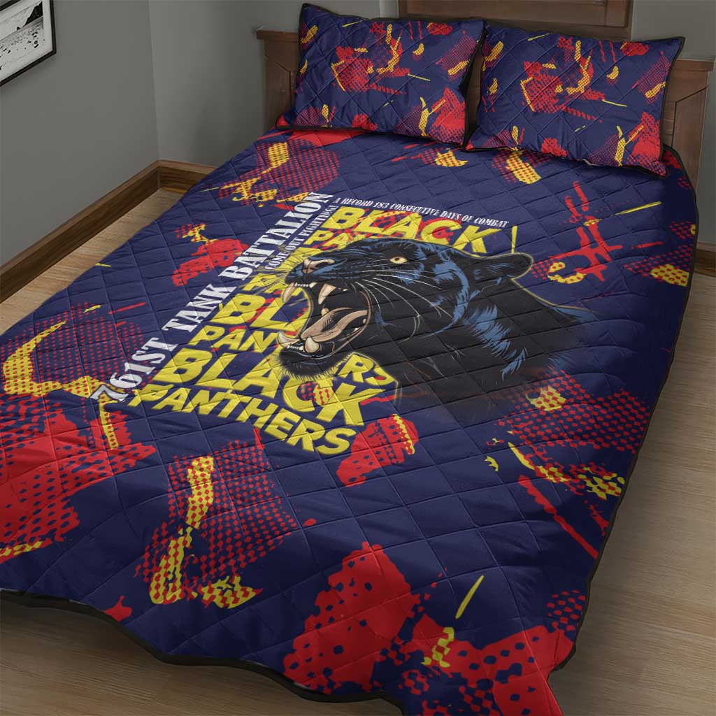 761st Tank Battalion Black Panthers Quilt Bed Set Legendary African American WWII - African Pride