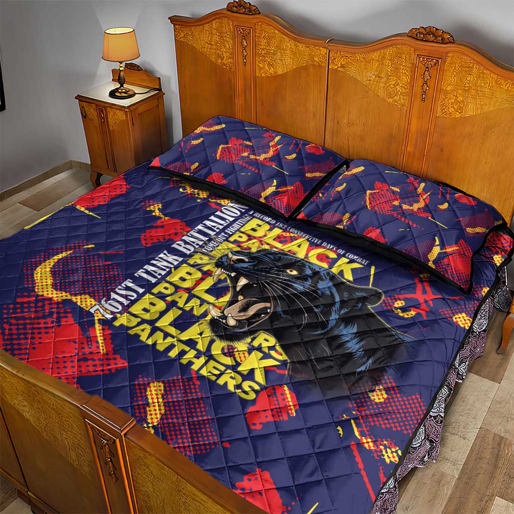 761st Tank Battalion Black Panthers Quilt Bed Set Legendary African American WWII - African Pride
