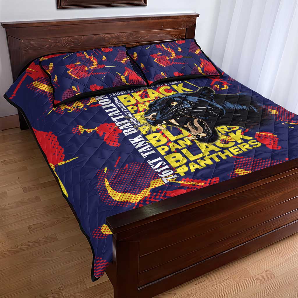 761st Tank Battalion Black Panthers Quilt Bed Set Legendary African American WWII - African Pride