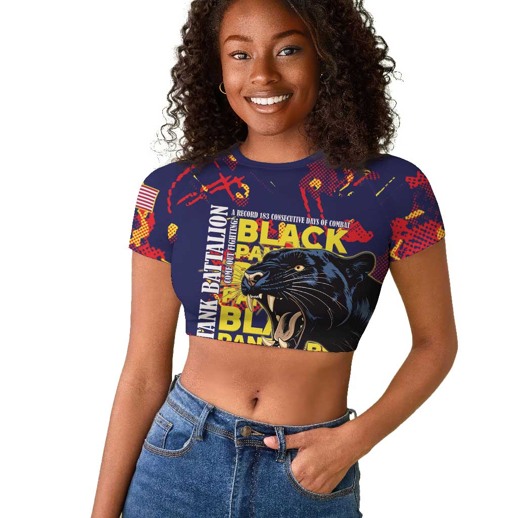 761st Tank Battalion Black Panthers Raglan Cropped T shirt Legendary African American WWII - African Pride