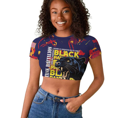 761st Tank Battalion Black Panthers Raglan Cropped T shirt Legendary African American WWII - African Pride
