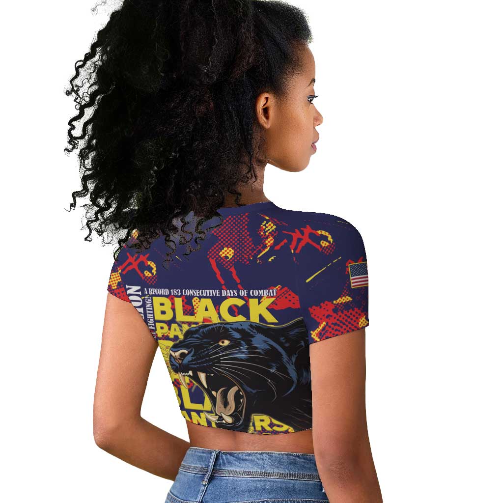 761st Tank Battalion Black Panthers Raglan Cropped T shirt Legendary African American WWII - African Pride