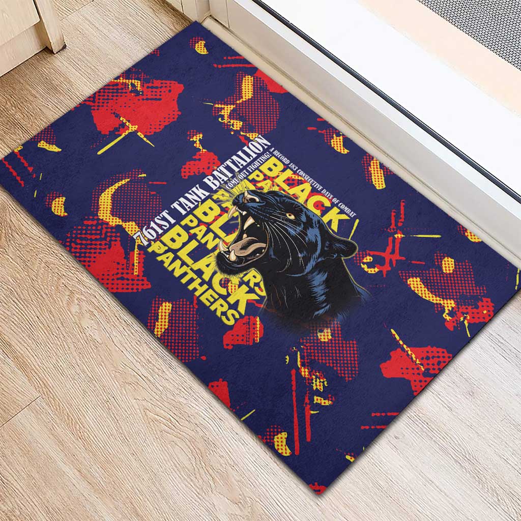 761st Tank Battalion Black Panthers Rubber Doormat Legendary African American WWII - African Pride