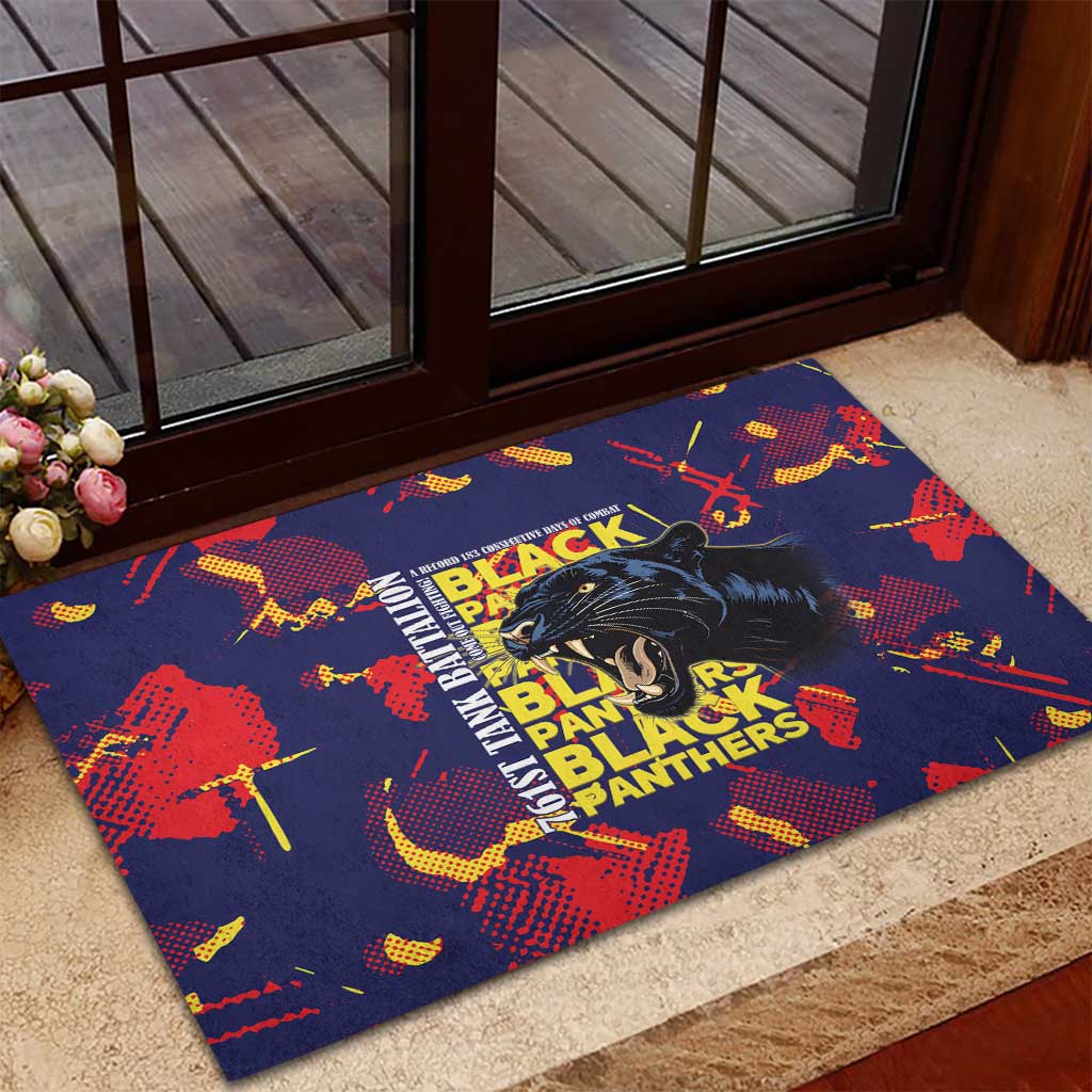 761st Tank Battalion Black Panthers Rubber Doormat Legendary African American WWII - African Pride